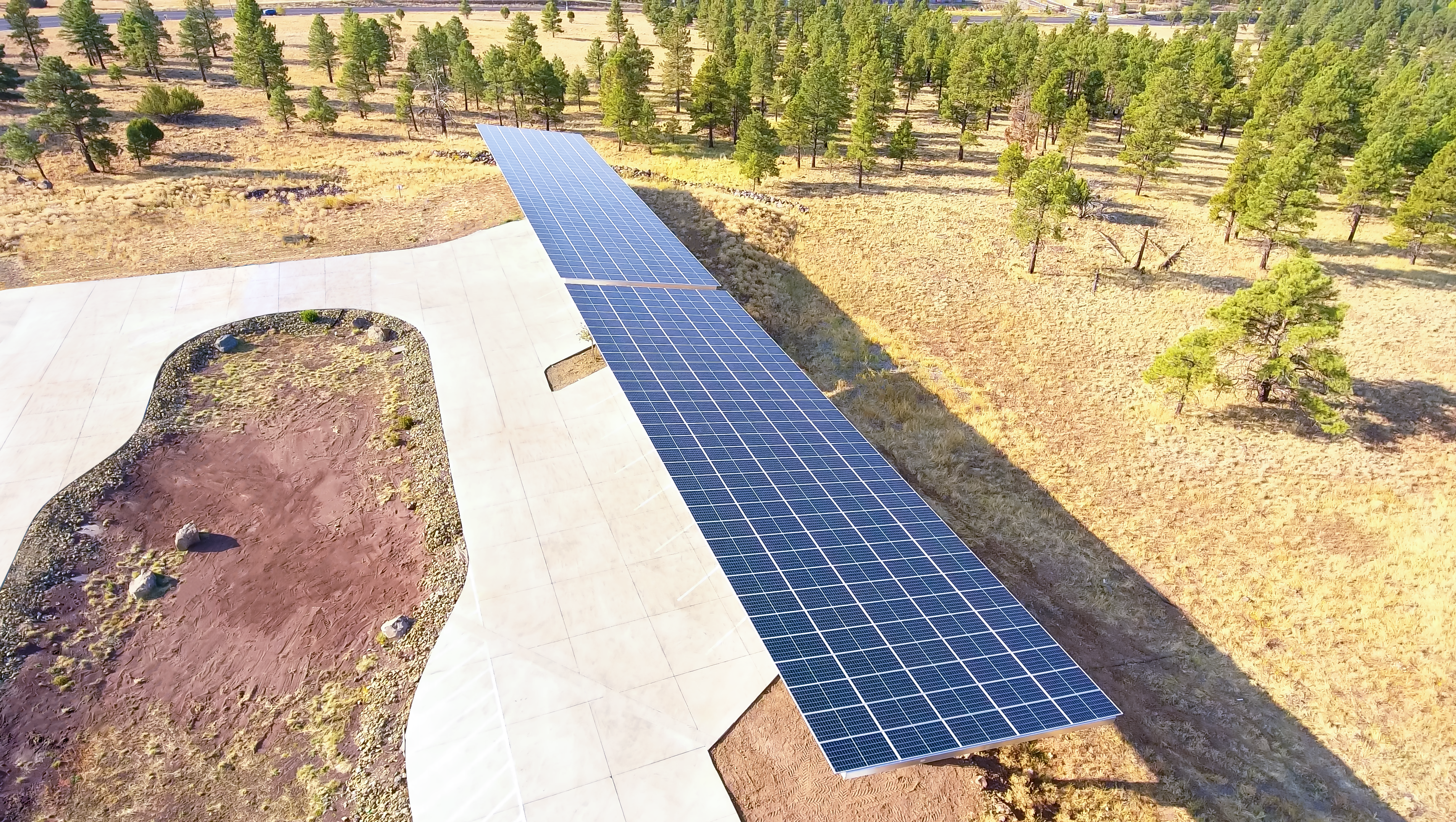 Prescott parking structure solar panel on ground