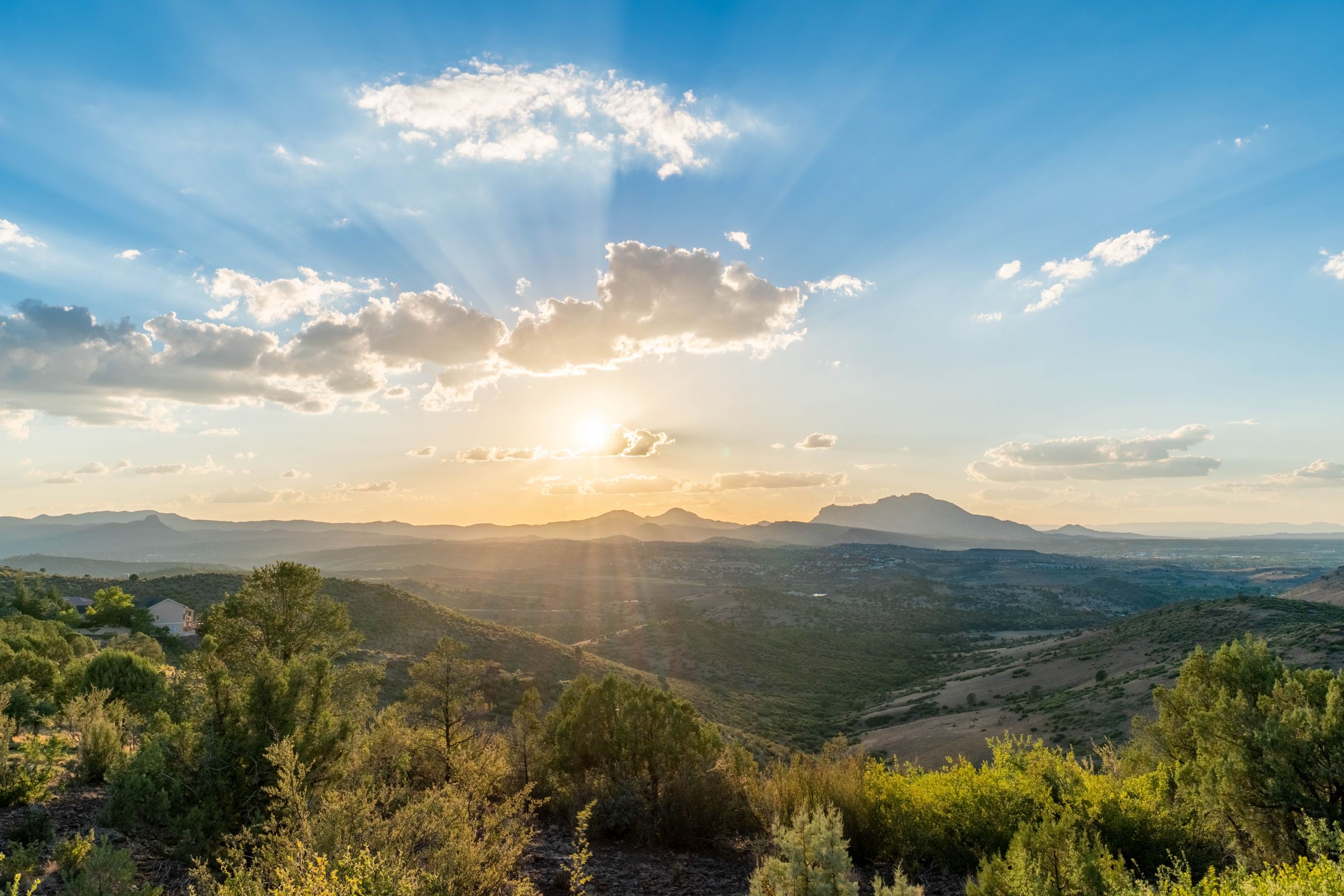 sunset over mountains
