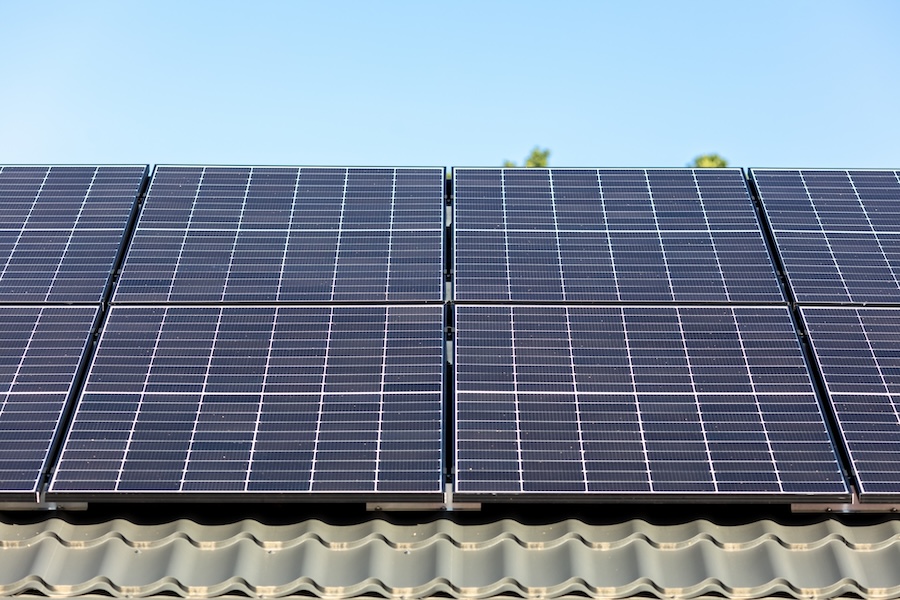 Modern solar panels on roof